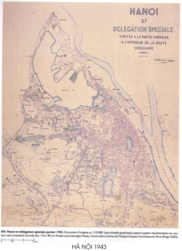 Hình 3. Bản đồ thành phố Hà Nội năm 1943 [9]